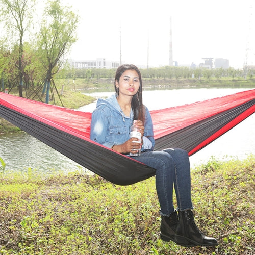 Outdoor Hammock Nylon Parachute Cloth Travel Camping Swing, Style: 2.7m x 1.4m (Black+Red)