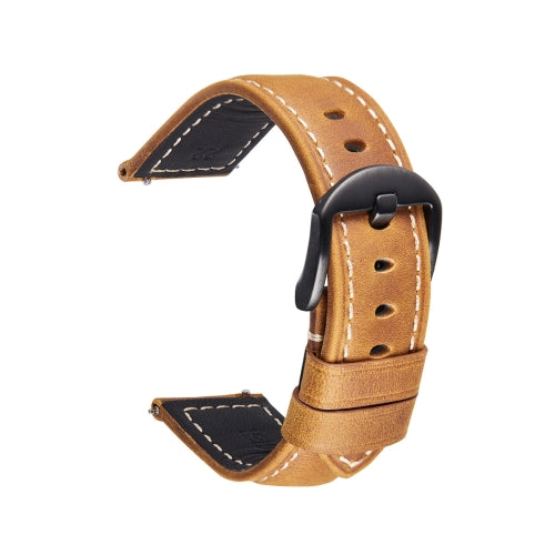 Smart Quick Release Watch Strap Crazy Horse Leather Retro Strap For Samsung Huawei,Size: 20mm (Light Brown Black Buckle)