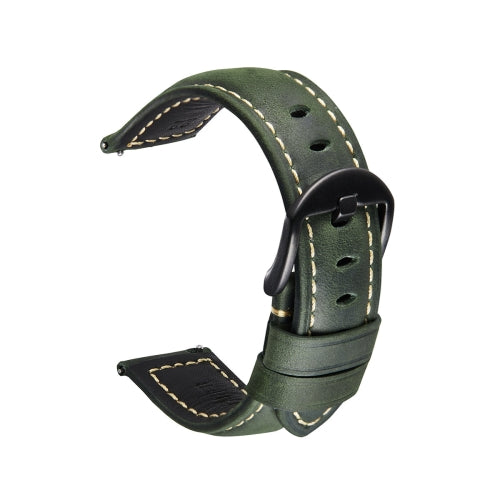 Smart Quick Release Watch Strap Crazy Horse Leather Retro Strap For Samsung Huawei,Size: 24mm (Army Green Black Buckle)