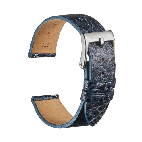 Burst Texture Cowhide Watchband Quick Release Ultra-Thin Universal Watchband,Size: 20mm (Blue)