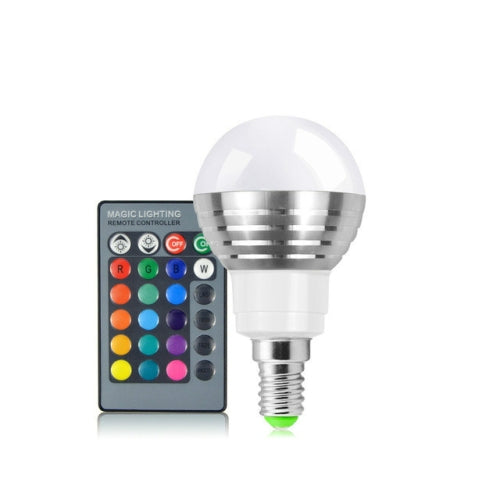 3W RGB LED Bulb 16 Color Magic Night Lamp Dimmable Stage Light with 24-keys Remote Control E14