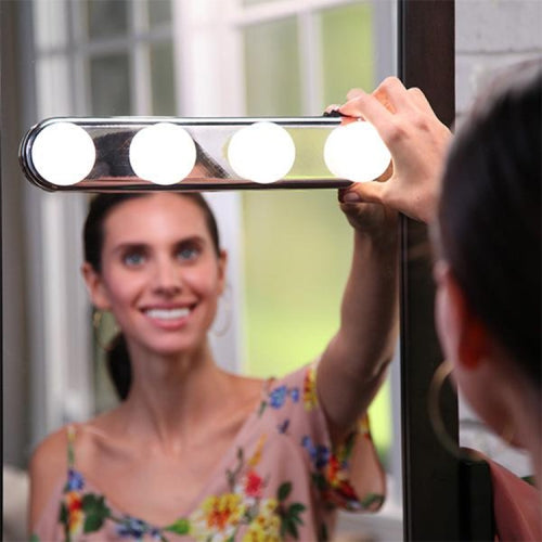 2 PCS 4 LED Bulbs Make Up Light Super Bright Portable Cosmetic Mirror Light Wall Lamp(White Light)