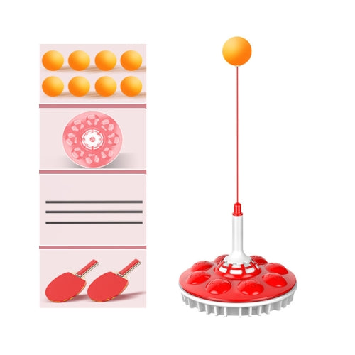 Household Suction Cup Self-Training Elastic Flexible Shaft Children Parent-Child Training Table Tennis Trainer, Style: 3 Poles 8 Balls (Red)