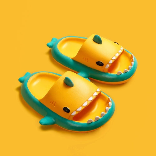 Stereo Color Shark EVA Slippers Children Non-Slip Soft Bottom Slippers, Size: 210(Yellow Green Side)