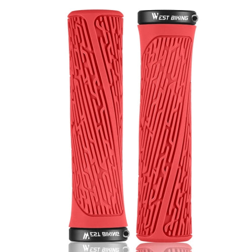 1 Pair WEST BIKING YP0804061 Bicycle Anti-Slip Shock Absorber Grip Mountain Bike Rubber Handlebar Cover(Red)