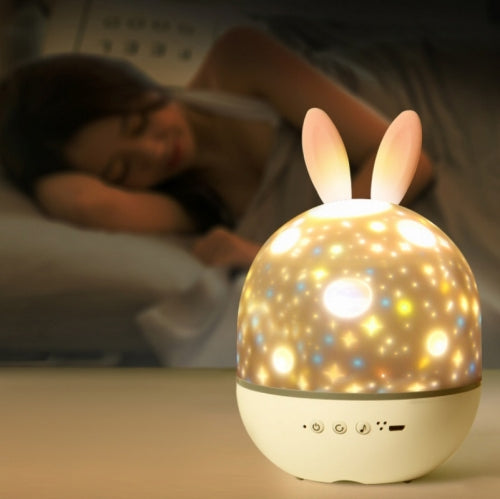 Romantic Starry Sky LED Night Light Bedroom Bedside Rotating Projector Atmosphere Light, Spec: USB Charging(Bunny)