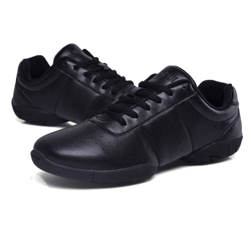 Soft Microfiber Leather Non-slip Wear Resistant Sport Sneakers Bodybuilding Gym Shoes, Size:34(Black)