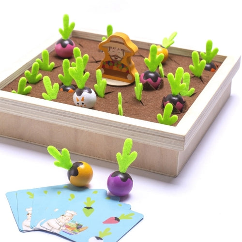 Farm Pulling Carrot Memory Chess Board Game Children Wooden Enlightenment Early Educational Toys(Hamster King)