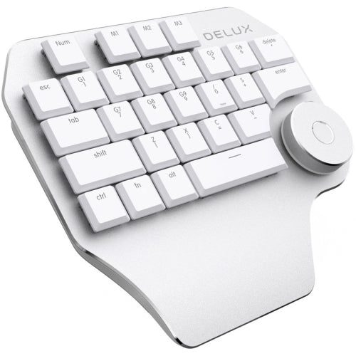 DELUX T11 29 Keys Single-Hand Keyboard Shortcut Key Speech Tool Flat Keyboard, Colour: Silver Gray