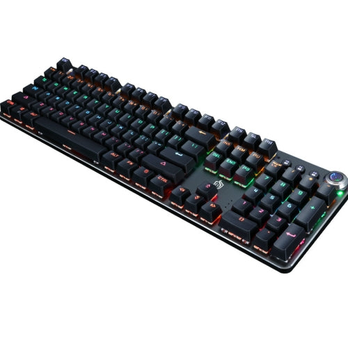 K820A 104 Keys Office Computer Game Internet Cafe Green Shaft Mechanical Keyboard, Cabel Length:1.6m(Black)