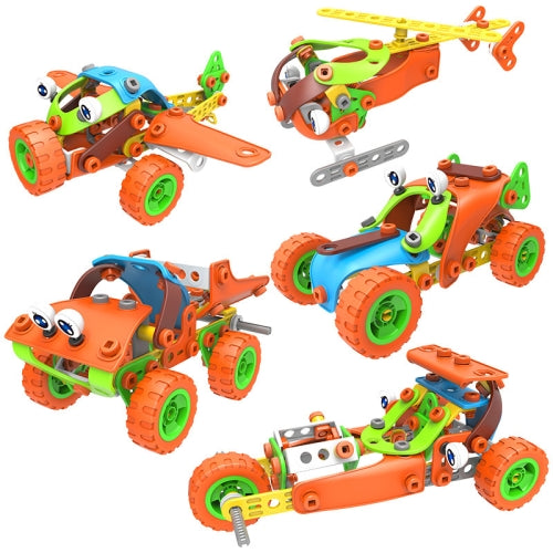 5 in 1 Children Soft Assembled Building Blocks 136PCS DIY Engineering Vehicle Model, Style: Storage Box