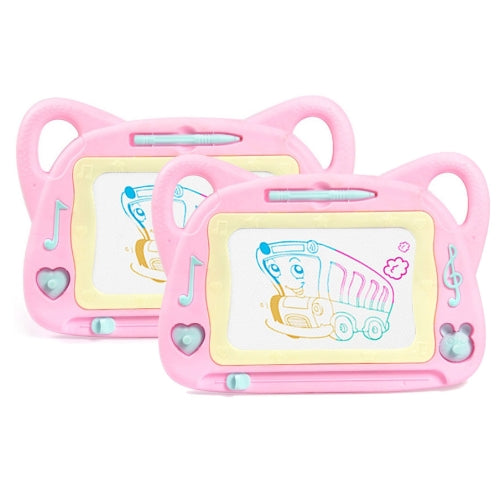 2 PCS Early Childhood Education Color Magnetic Drawing Board Cartoon Graffiti Painting Writing Board, Spec: Cat (Pink)