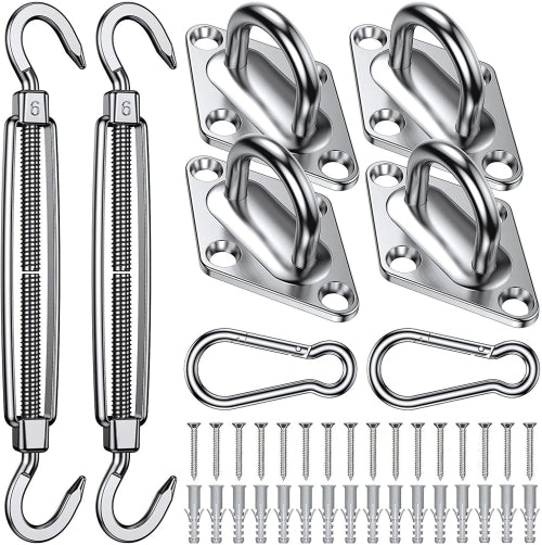 24 in 1 304 Stainless Steel Fixed Shade Sail Accessories Diamond Buckle Flower Basket Spring Buckle, Spec: M6 Set