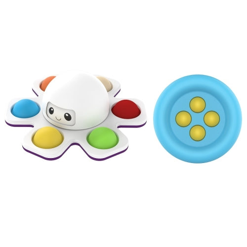 3 PCS Face-Changing Octopus Bubble Top Decompression Toy, Colour: White+Buttons Bead Blue
