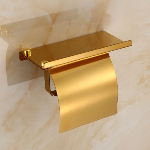 4103 Stainless Steel Roll Paper Holder Mobile Phone Paper Towel Rack Hotel Bathroom Rack, Color: Gold