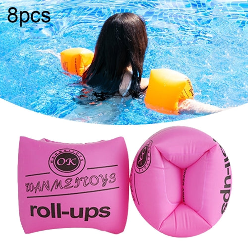 8 PCS Children Arm Circle Learning Swimming Training Circle Adult Swimming Sleeve Safety Double Air Bag Floating Ring(Rose Red)