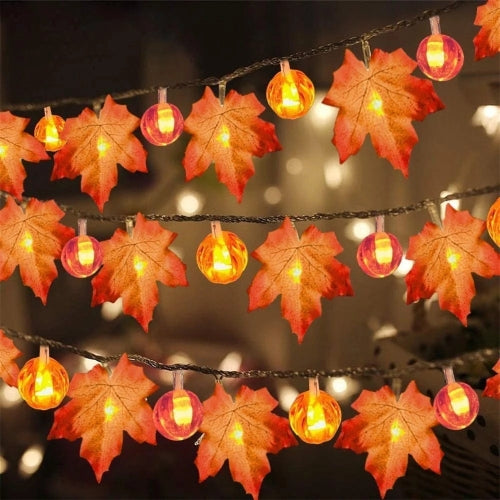 3m 20 LEDs Maple Pumpkin Lantern String Lights Halloween Thanksgiving Garden Party Room Decoration Lights(Warm Light)