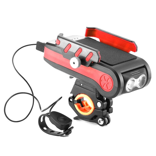 BG-2021 Bicycle Front Light 4 In 1 Mobile Phone Holder Horn Light Mountain Bike Front Light, Colour: 2400 MAH Red