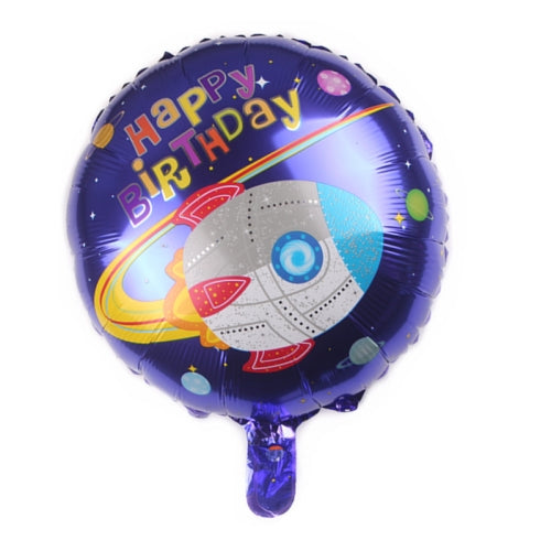 10 PCS Space Aluminum Film Balloon Children Decorate Birthday Party Decoration Balloons,Style: Round Rocket