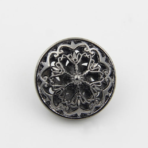 Black 100 PCS Hollow Flower Shape Metal Button Clothing Accessories, Diameter:22mm