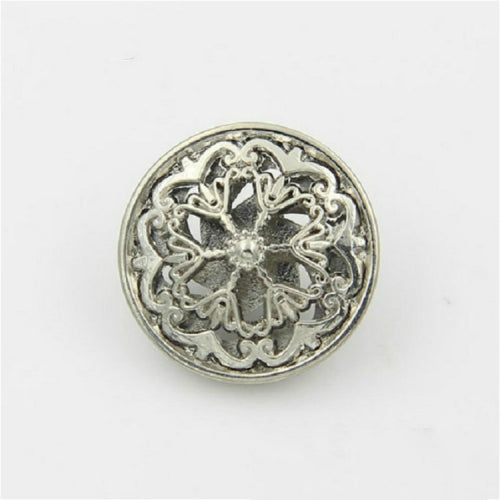 Silver 100 PCS Hollow Flower Shape Metal Button Clothing Accessories, Diameter:20mm