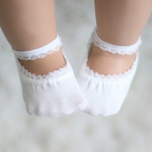 Lace Children Invisible Cotton Socks Baby Princess Sailoat Socks, Size:M(1243 White)