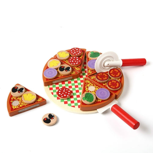 Wooden Pizza Toys Food Cooking Simulation Tableware Children Kitchen Pretend Play Toy