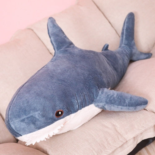 Plush Stuffed Toy Shark Kids Toys Boys Girls Animal Reading Pillow for Birthday Gifts, Height:138cm(Blue)