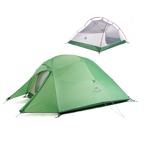 Naturehike NH15T002-T1 Ultralight Tent Outdoor Camping Rainproof Tent, Colour:210T Plaid Bud Green, Style:3 People