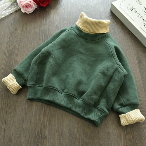 Autumn and Winter Wool High Collar Sweater Thread Fleece Thickening Sweatshirt Children Clothing, Size:9 Yards(Green)