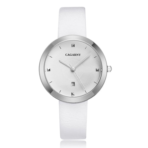 CAGARNY 6871 Fashion Life Waterproof Silver Shell Steel Band Quartz Watch (White)