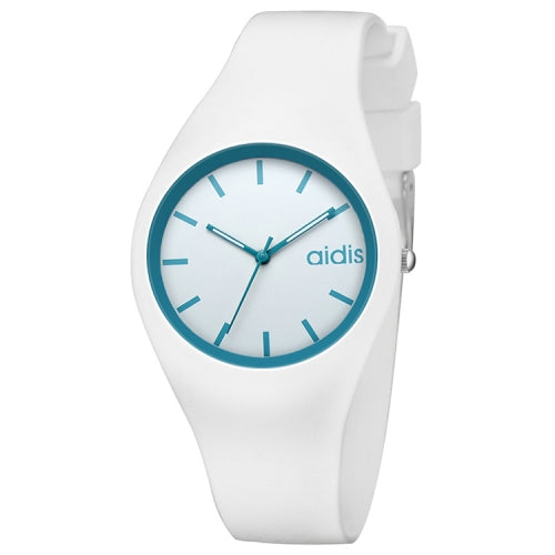 addies MY-1467 Silicone Jelly Couple Watch(White Blue)