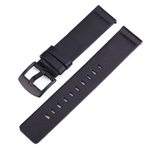 Smart Watch Black Buckle Leather Wrist Strap for Apple Watch / Galaxy Gear S3 / Moto 360 2nd, Specification: 22mm(Black)