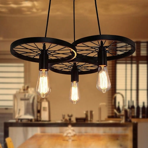 YWXLight Nostalgic Retro Creative Personality Interior Decoration Three-head Wheel Chandelier