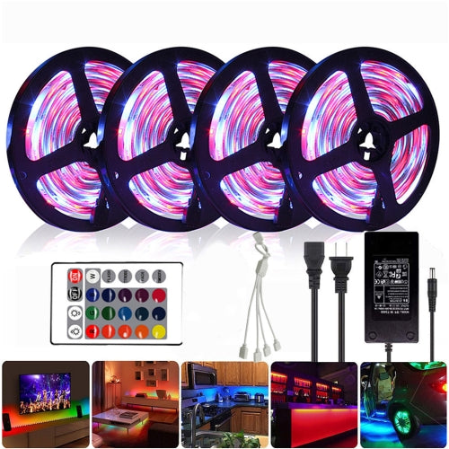 YWXLight 5M RGB LED Strip DC 12V SMD 2835 Non-Waterproof Flexible LED Light Tape Ribbon, 24-keys Remote Control