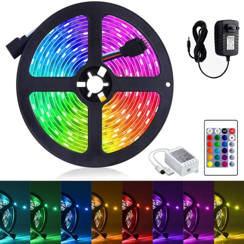 YWXLight US Plug 5M 300 LEDs SMD 2835 Waterproof RGB LED Light Bar Strip 24Key Remote Control