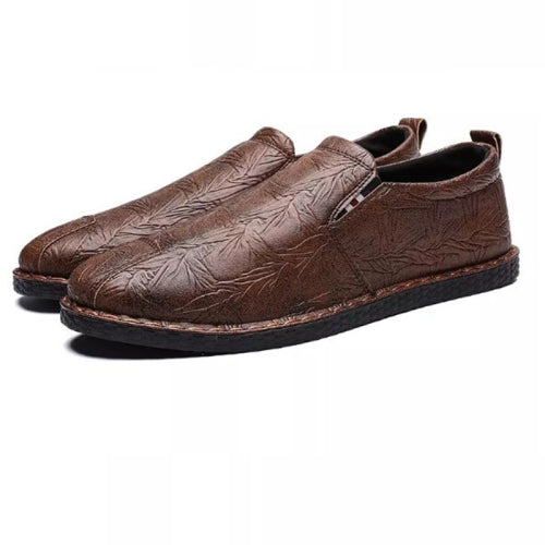 Casual Breathable Round Head Leather Shoes for Men (Color:Brown Size:43)