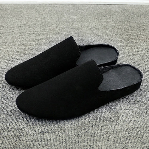 Stylish and Comfortable Microfiber Leather Half Slippers Peas Shoes Casual Shoes for Men (Color:Black Size:44)