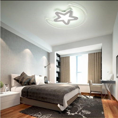 Simple Creative LED Ceiling Lamp Star Moon Ceiling Lamp Nordic Art Ceiling Lamp Modern Bedroom Ceiling Lamp 780mm (White Light)