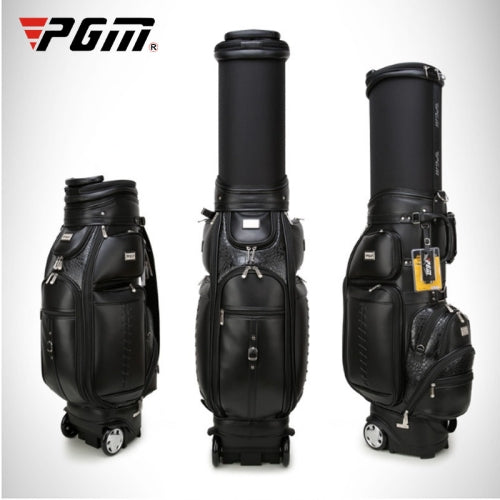 PGM Multifunctional Microfiber Leather Retractable Golf Bag Air Bag with Pulley & Rain Cover(Black)