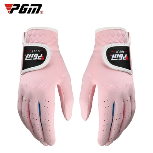 PGM One Pair Golf Microfiber Cloth Soft Comfortable Gloves for Children (Color:Pink Size:14)