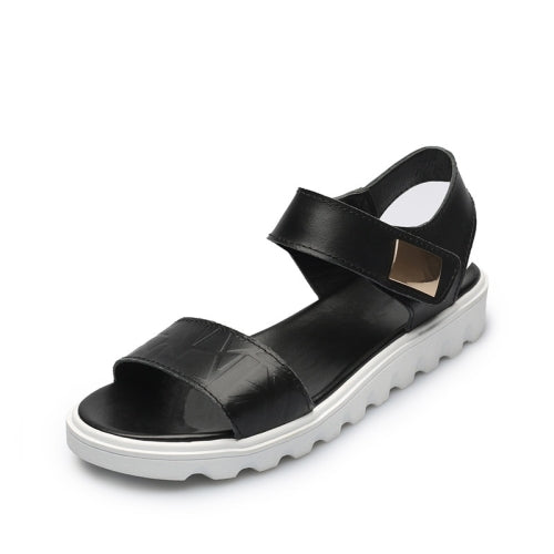 Flat Bottom Lightweight and Simple Casual Sandals for Women (Color:Black Size:39)