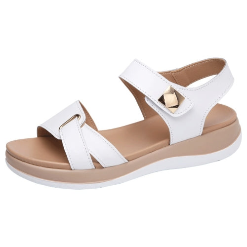 Simple and Versatile Non-slip Wear-resistant Flat Bottom Sandals for Women (Color:White Size:35)