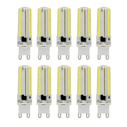 10 PCS G9 7W 3014 SMD 152 LEDs Cold White Dimmable Silicone Corn Bulb Energy Saving Lamp, AC 110V