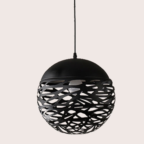 YWXLight Hollow Ball Chandelier Custom Creative Personality Wrought Iron Engineering Lamps Spherical Chandelier (Black)