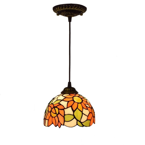 YWXLight 8 inch Sunflower Stained Glass Pendant Light